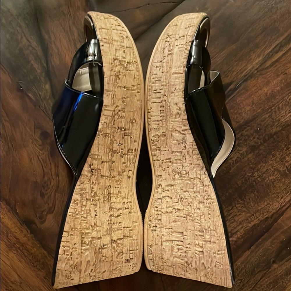 A. Giannetti Black Crisscross Sandals with Wedge Heels. - Picture 10 of 12